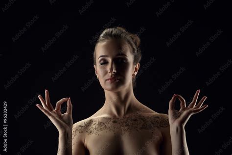 Yoga Nude Woman Meditating Her Hands In Mudra Stock Photo Adobe Stock