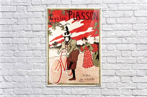 Cycles Plasson Old French Bicycle Advertisement Poster Vintage Poster