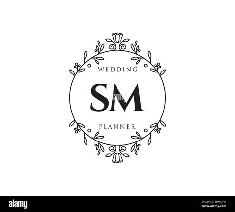Sm Initials Letter Wedding Monogram Logos Collection Hand Drawn Modern