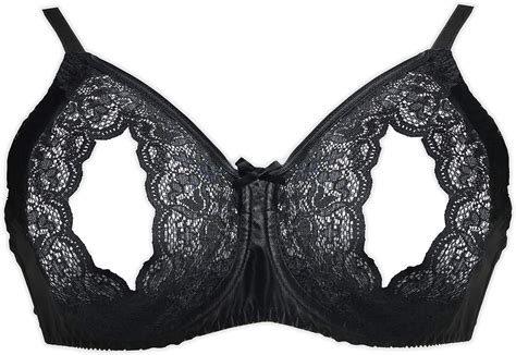Empire Intimates Lace Peek A Boo Bra Open Cup Bare Breasts Nipples Black 32 At Amazon Women