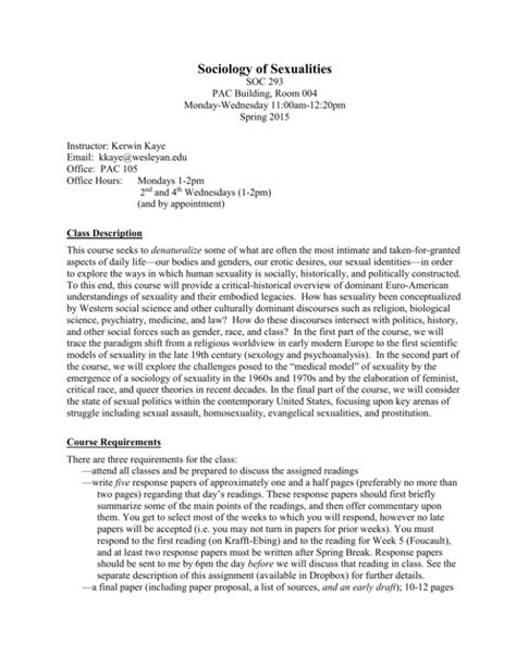 Sociology Of Sexualities Wesfiles