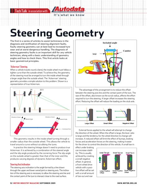 Steering Geometry Institute Of The Motor Industry