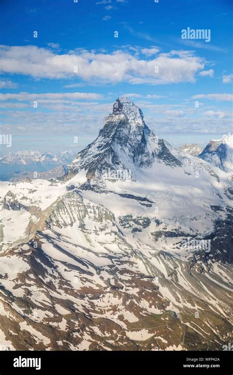 Switzerland Canton Of Valais Zermatt Matterhorn 4478m Aerial