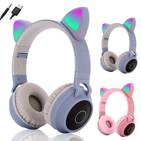 Wireless Bluetooth Kids Headphones Eeekit Cat Ears Bluetooth Over Ear