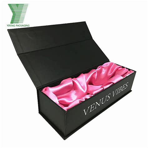 Luxury Black Paper Cardboard T Package Pink Satin Hair Extension Box Dolls Sex Toy Storage