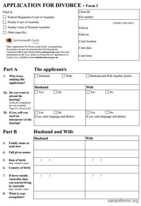 Printable Sample Divorce Template Form Divorce Divorce
