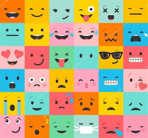 Set Of Colorful Emoticons Emoji Flat Backgound Pattern — Stock Vector