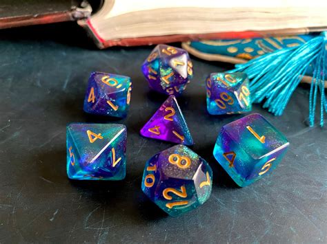 Water SPRITE Dnd Dice Set For Dungeons And Dragons TTRPG D Polyhedral Dice Set For Tabletop