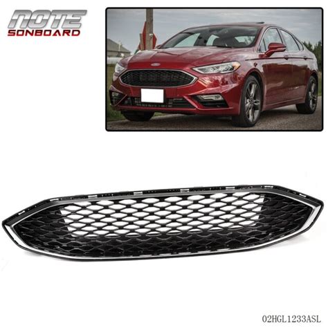 For Ford Fusion 2017 Gloss Black W Chrome Front Bumper Honeycomb Mesh