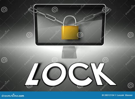 Computer And Padlock With Lock Security Stock Images Image 28512134