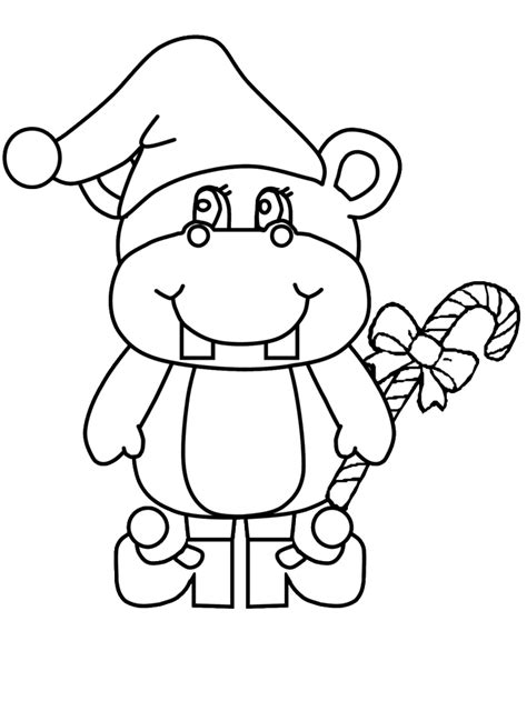 Hippo Christmas Coloring Pages And Coloring Book