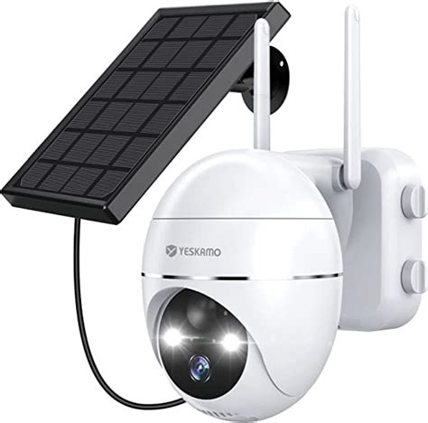 Yeskamo Cam Ra Surveillance Wifi Exterieure Sans Fil Solaire Ptz