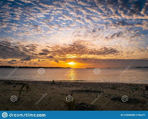 Sunset Dramatic Sky On Sea Tropical Desert Beach No People Stormy