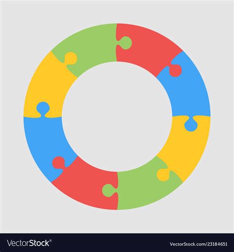 Eight Pieces Puzzle Circle Of Infographic Jigsaw Vector Image