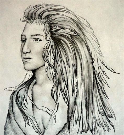 Native American Indian Girl Drawing By Georgia Doyle Pixels