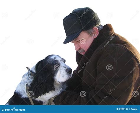 Elderly The Man With A Favourite Dog Stock Image Image Of Haired