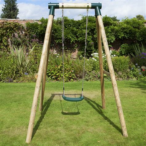 Rebo Solar Wooden Garden Swing Set Single Swing 5060225284017 Ebay