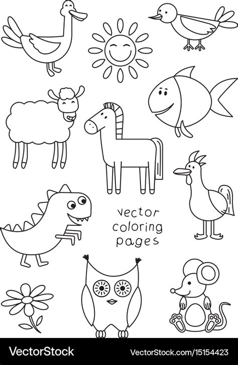 Cartoon Animals Coloring Book Royalty Free Vector Image