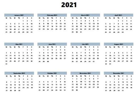 This calendar allows you to print the full year on one page, the template is available in image, pdf and excel formats. 2021 Calendar Printable Template | Calendar printables ...