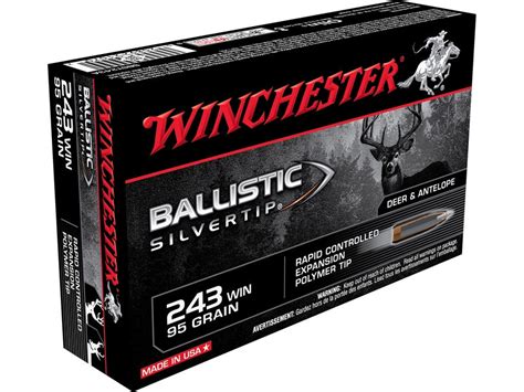Winchester Supreme Ammunition 243 Winchester 95 Grain Ballistic Silver