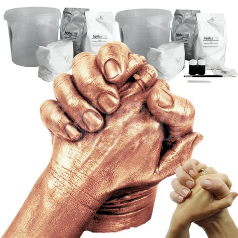 3d Adult Hands Casting Moulding Kit Hold Hands Forever Anniversary Copper Paint Finish