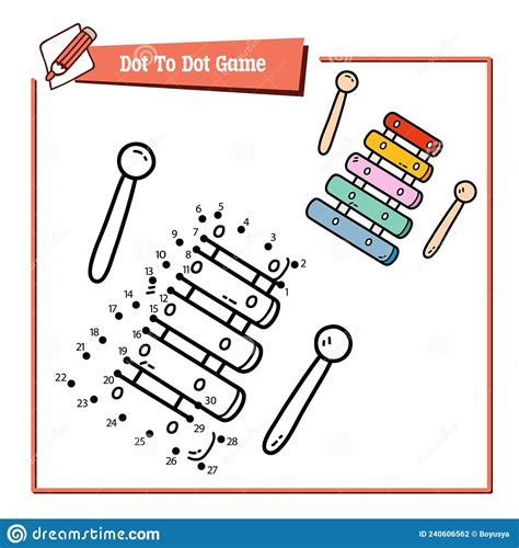 Dot To Dot Puzzle With Doodle Xylophone Stock Vector Illustration Of