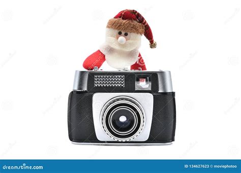 Santa Claus And Vintage Camera On A White Background For The New Year