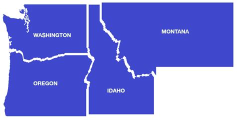 Washington Oregon Idaho Map Map Vector
