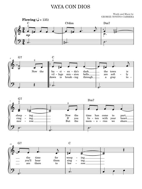 Vaya Con Dios Sheet Music For Piano Music Notes