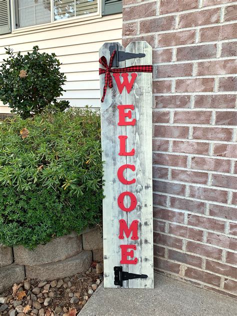 Red Plaid Buffalo Check Welcome Front Porch Sign Redroansigns