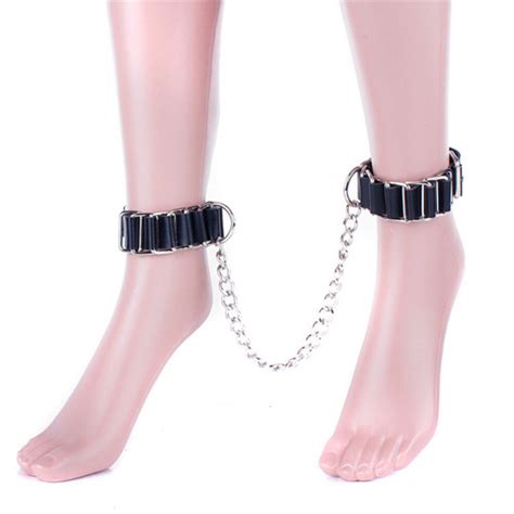 Davidsource Adult Toys Sex Toy Leather With Stainless Steel Metal Chain Knobbly Ankle Cuffs