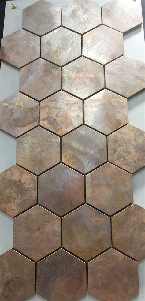 China Hexagonal Copper Wall Tile In Bronze Brushed For Kitchen