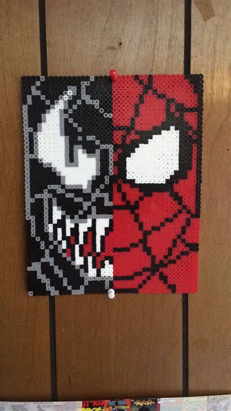 Spider Man Vs Venom Perler Bead Art Perler Beads Man Vs Peeler