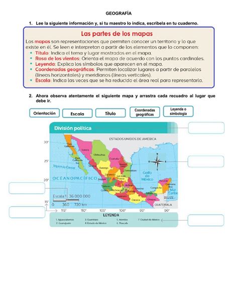 Ficha Online De Elementos De Los Mapas Para Cuarto De Primaria Puedes