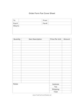Order form printable order form work at home pdf file | etsy. Order Form Fax Cover Sheet at FreeFaxCoverSheets.net