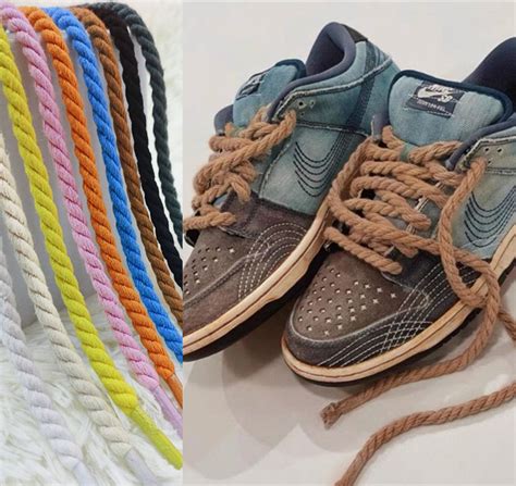 Mm Linen Cotton Weaving Style Twisted Rope Shoelaces Low Top Canvas Beige Pink Shoes Laces