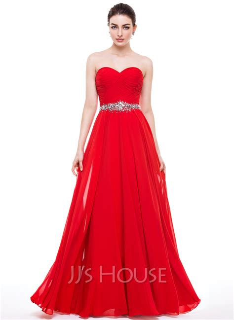 A Lineprincess Sweetheart Floor Length Chiffon Prom Dress With Ruffle Beading Sequins