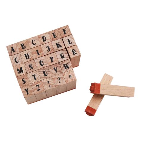 Retro Mini Alphabet Wooden Stamp Set 30 Pieces Hobbycraft