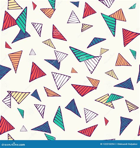 Seamless Pattern Triangles With Strips Randomly Scattered Stock Vector