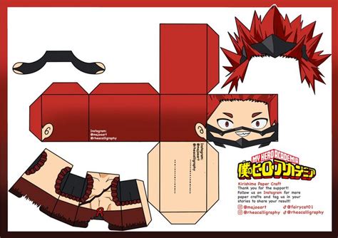 Kirishima Paper Craft Boku No Hero Paper Doll Template Anime Paper