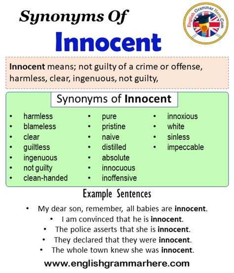 Synonyms Of Innocent, Innocent Synonyms Words List, Meaning and Example ...