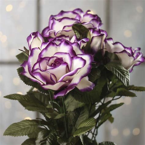 Purple Passion Artificial Rose Bush Bushes Bouquets Floral
