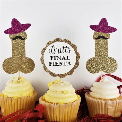 final fiesta penis cupcake toppers with sombreros custom final etsy