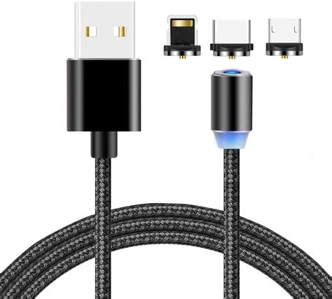 Cabo Magnético 3 em 1 Usb C Micro Usb Lightning Prata CH0438