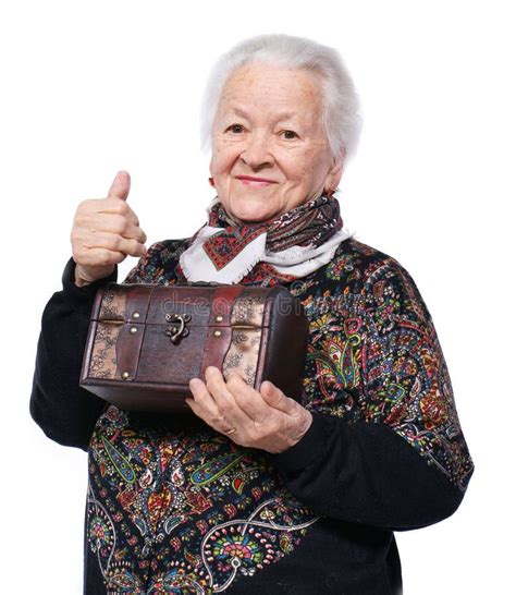 Smiling Old Woman With Casket Stock Image Image Of Beauty Brown