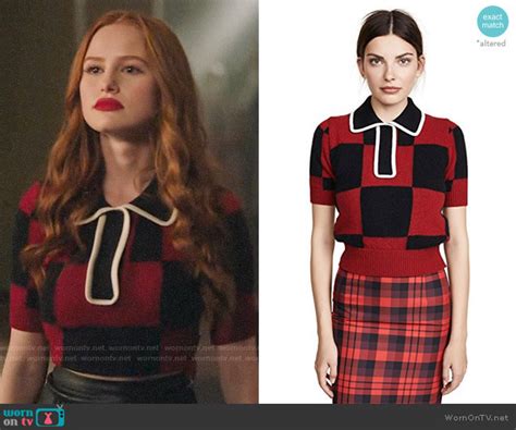 Wornontv Cheryls Red Checkerboard Top And Leather Skirt On Riverdale