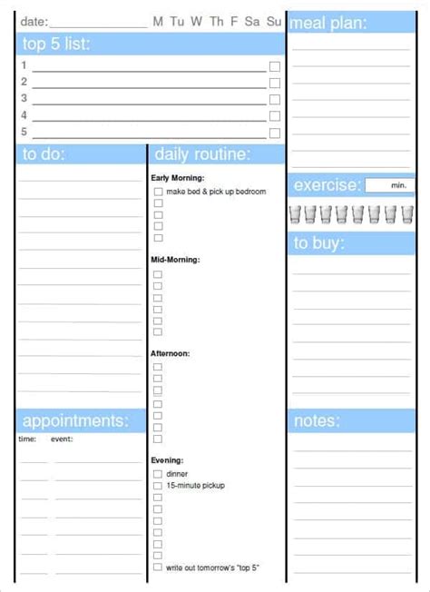 Word Daily Schedule Template
