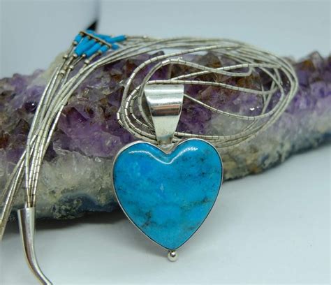 Jay King Turquoise Heart Pendant On Liquid Silver Necklace By
