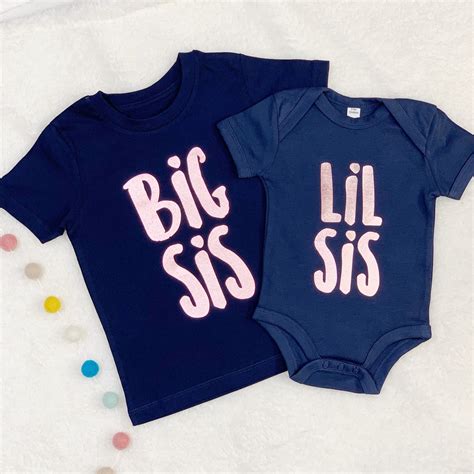 Big Sis Lil Sis Matching T Shirt Set Rose Gold Lovetree Design