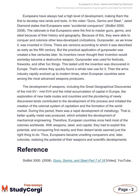 Europeans In Guns Germs And Steel By Diamond Free Essay Example